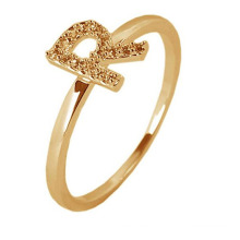 American Gold Zircon Bague de fiançailles R letter Style RIng For Women